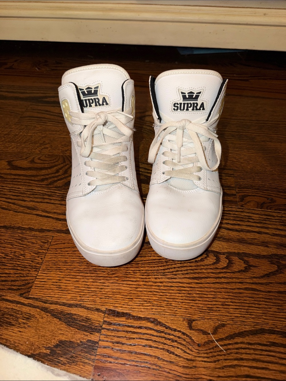 SUPRA Unisex White High-Top Sneakers with Black Logo
